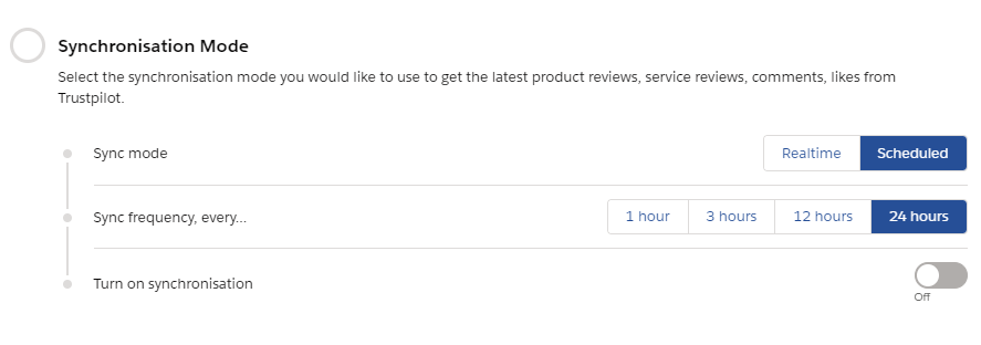 Scheduled synchronisation options