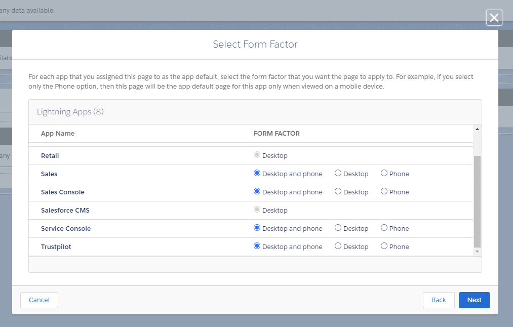 Then select Desktop and phone as the form factor